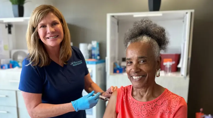 Patient at The Shot Nurse getting a same day vaccine.